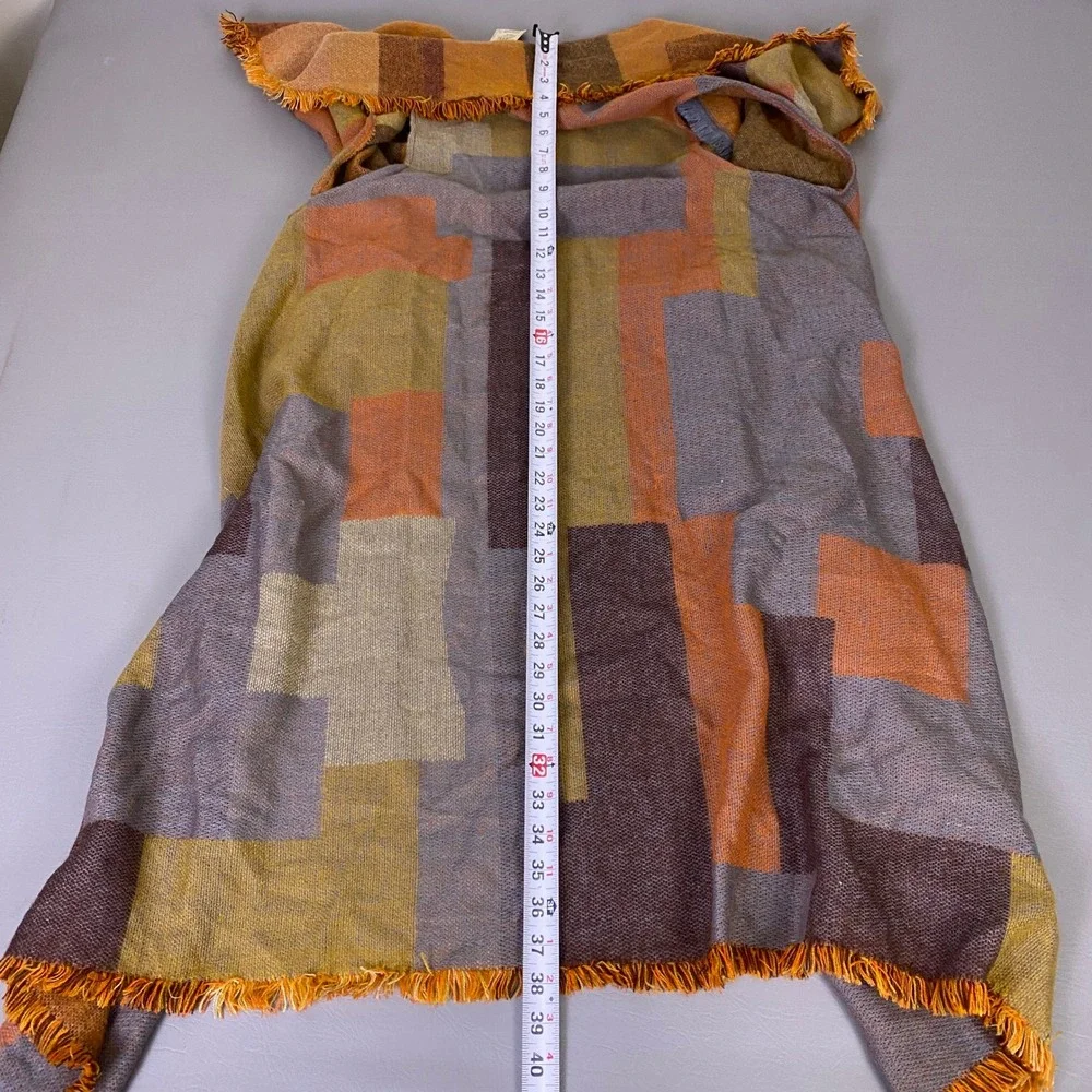 Mudd Womens Blocked Topper Vest  One‎ Size Rust Orange Colorblock Fringe NEW